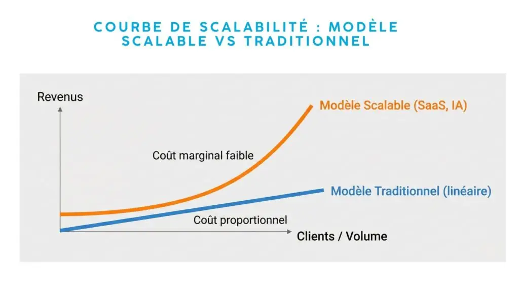 courbe de scalabilité modèle scalable vs traditionnel