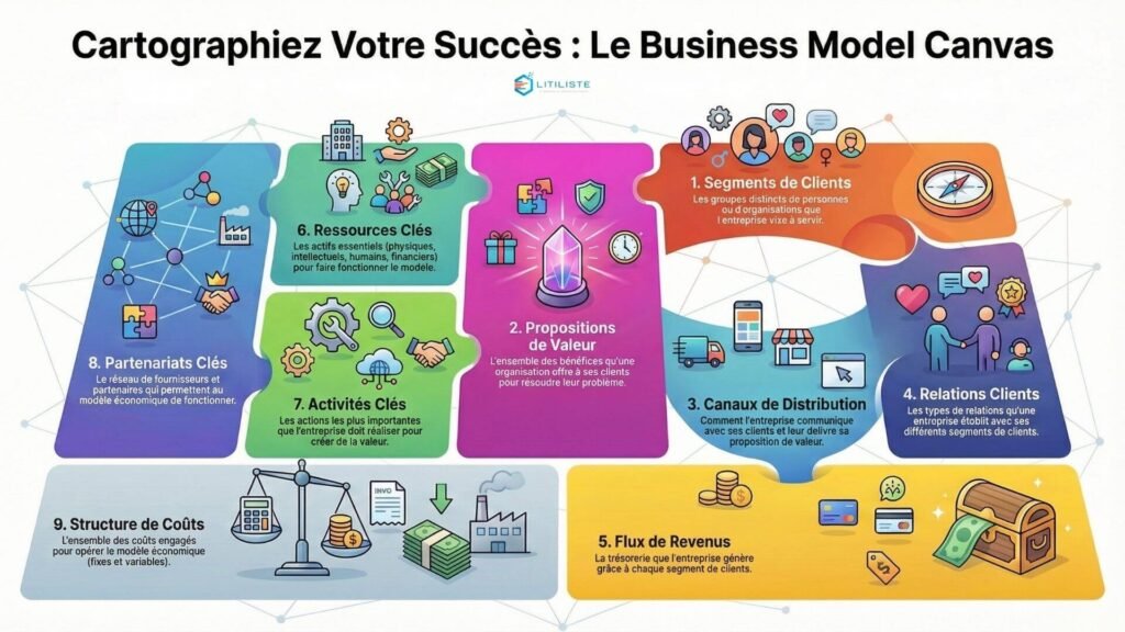 schéma textuel du business model canvas