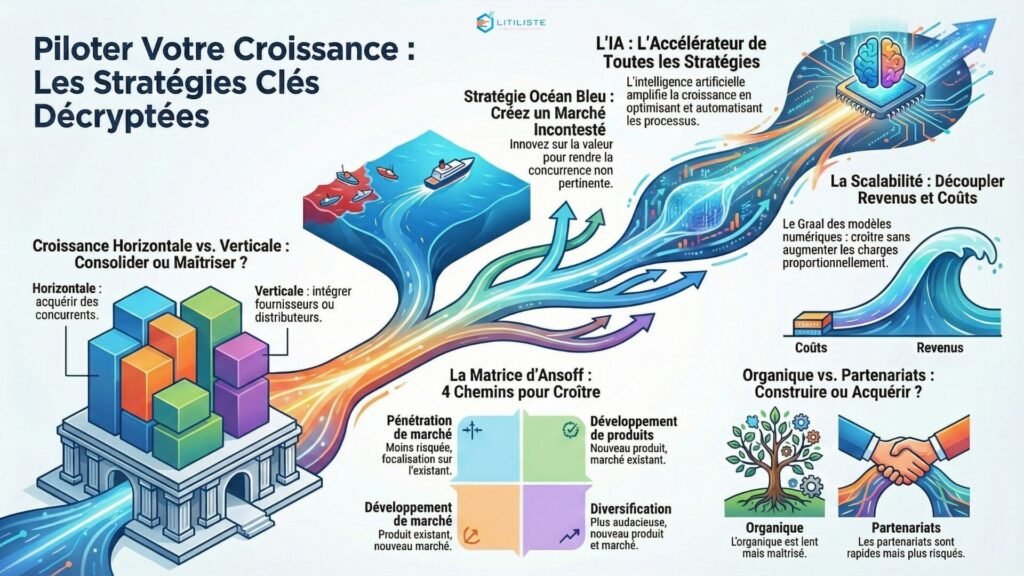 stratégies de croissance ansoff, océan bleu, et scalabilité ia