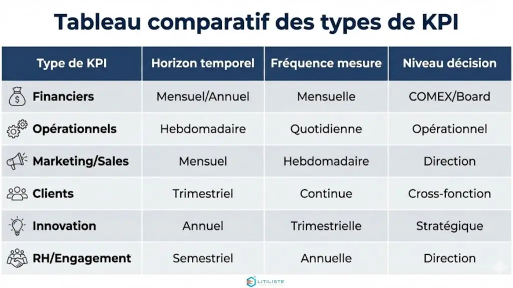 tableau comparatif des types de kpi